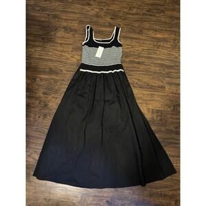 By the River Black White Knit Top Midi Dress Size S Cottagecore Coastal